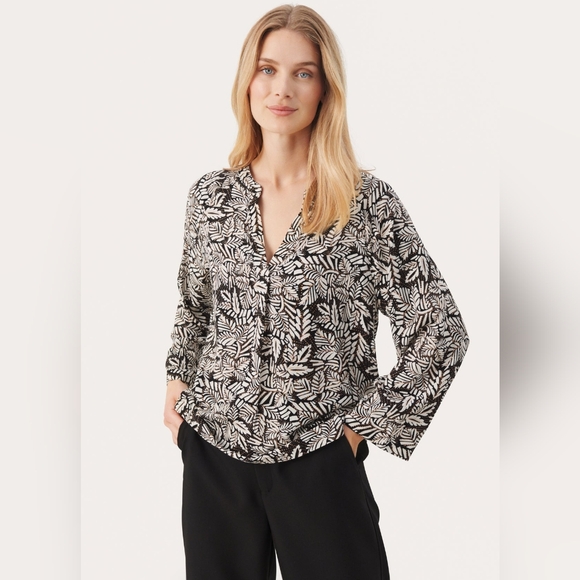 Part Two Tops - Part Two Copenhagen 100% Viscose Petine V-Neck Blouse